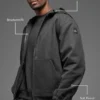 Hoodie aus Baumwoll-Canvas mit durchgehendem Reißverschluss – Anthrazit