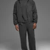 Hoodie aus Baumwoll-Canvas mit durchgehendem Reißverschluss – Anthrazit