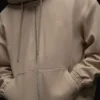 Hoodie aus Baumwoll-Canvas mit durchgehendem Reißverschluss – Gravel