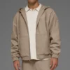 Hoodie aus Baumwoll-Canvas mit durchgehendem Reißverschluss – Gravel