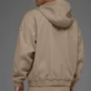 Hoodie aus Baumwoll-Canvas mit durchgehendem Reißverschluss – Gravel