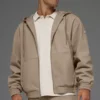 Hoodie aus Baumwoll-Canvas mit durchgehendem Reißverschluss – Gravel