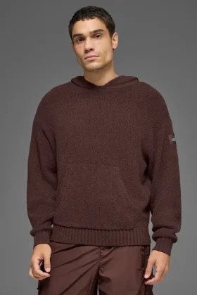 Hoodie aus strukturiertem Strick – Brownstone