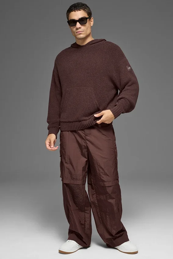 Hoodie aus strukturiertem Strick – Brownstone