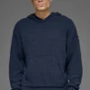 Hoodie aus strukturiertem Strick – Navy