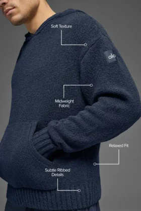 Hoodie aus strukturiertem Strick – Navy