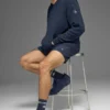 Hoodie aus strukturiertem Strick – Navy