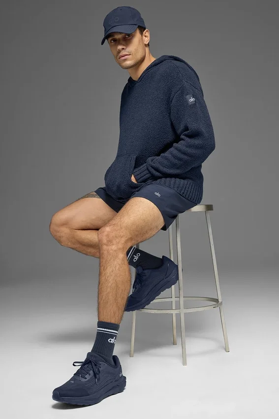 Hoodie aus strukturiertem Strick – Navy