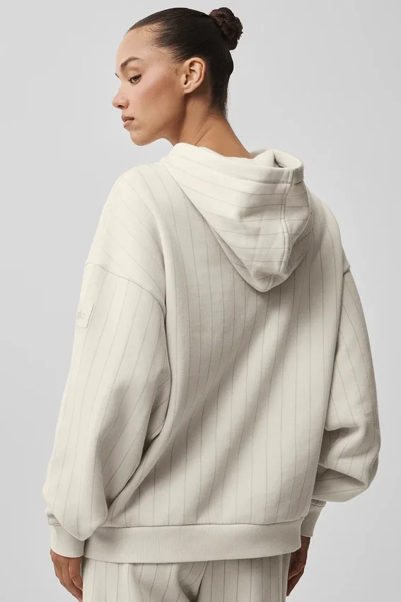Hoodie mit Nadelstreifen – Nadelstreifen in Beige