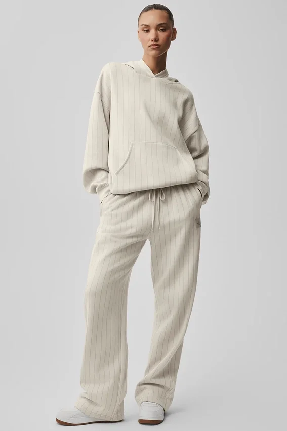 Hoodie mit Nadelstreifen – Nadelstreifen in Beige