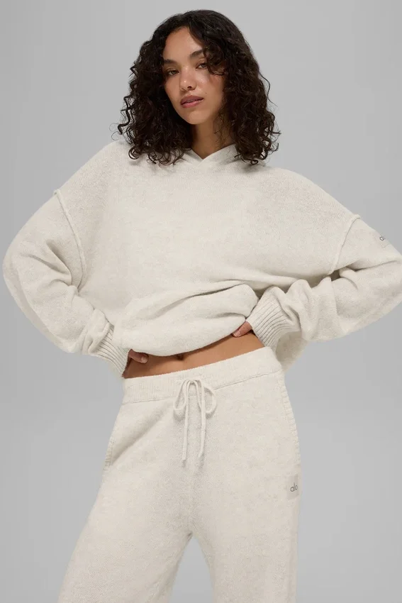 Hoodie „New Class“ aus Wolle und Kaschmir – Bone Heather