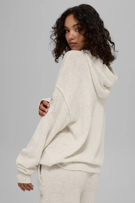 Hoodie „New Class“ aus Wolle und Kaschmir – Bone Heather