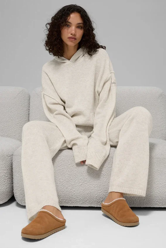 Hoodie „New Class“ aus Wolle und Kaschmir – Bone Heather