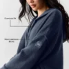 Hoodie „New Class“ aus Wolle und Kaschmir mit durchgehendem Reißverschluss – Navy