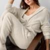 Hoodie „New Class“ aus Wolle und Kaschmir mit durchgehendem Reißverschluss – Oatmeal meliert