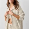 Hoodie „New Class“ aus Wolle und Kaschmir mit durchgehendem Reißverschluss – Oatmeal meliert