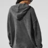 Hoodie „New Class“ aus Wolle und Kaschmir mit durchgehendem Reißverschluss – Platingrau