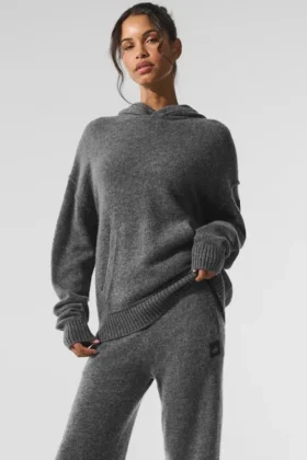Hoodie „New Class“ aus Wolle und Kaschmir – Platinum Grey