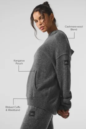 Hoodie „New Class“ aus Wolle und Kaschmir – Platinum Grey