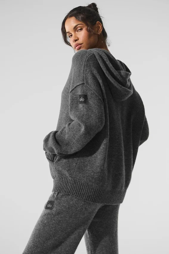 Hoodie „New Class“ aus Wolle und Kaschmir – Platinum Grey
