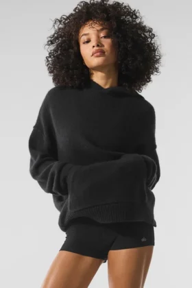 Hoodie „New Class“ aus Wolle und Kaschmir – Schwarz