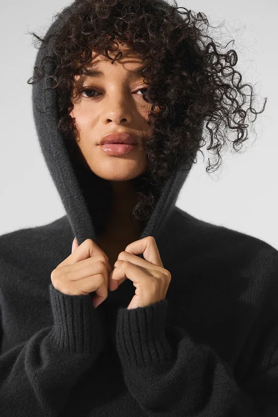 Hoodie „New Class“ aus Wolle und Kaschmir – Schwarz