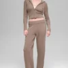 Hoodie „Noble“ aus Wolle und Kaschmir mit Rippbündchen und durchgehendem Reißverschluss – Chai Latte
