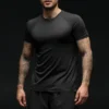 Idol Rundhals-T-Shirt mit Kurzarmshirts – Schwarz