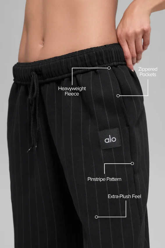 Jogginghose mit geradem Bein und Nadelstreifen – Black Pinstripe