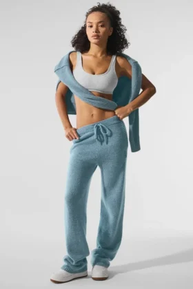 Jogginghose „New Class“ aus Wolle und Kaschmir – Celestial Blue Granite Heather