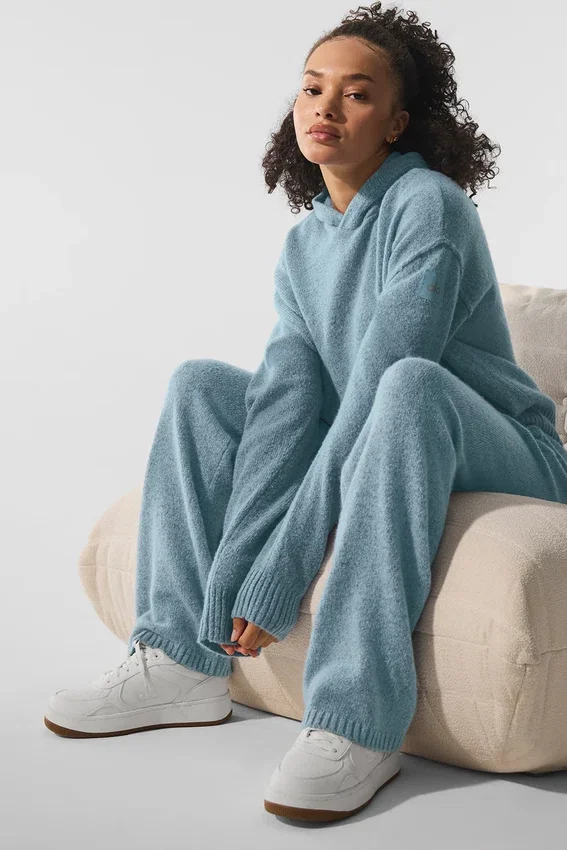 Jogginghose „New Class“ aus Wolle und Kaschmir – Celestial Blue Granite Heather