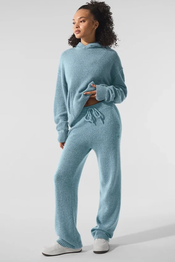 Jogginghose „New Class“ aus Wolle und Kaschmir – Celestial Blue Granite Heather