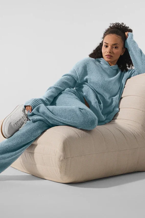 Jogginghose „New Class“ aus Wolle und Kaschmir – Celestial Blue Granite Heather