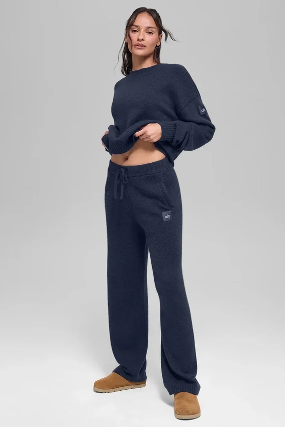 Jogginghose „New Class“ aus Wolle und Kaschmir – Navy