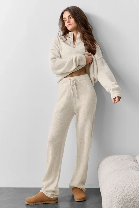 Jogginghose „New Class“ aus Wolle und Kaschmir – Oatmeal Heather