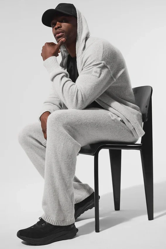 Jogginghose „New Class“ aus Wolle und Kaschmir – Pearl Grey Heather