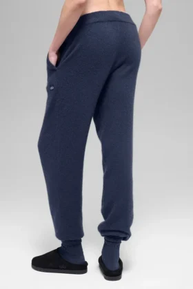 Jogginghose „New Class“ mit High-Waist aus Wolle und Kaschmir – Marineblau