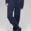 Jogginghose „New Class“ mit High-Waist aus Wolle und Kaschmir – Marineblau