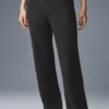 Kaschmir-High-Waist-Hose mit flauschigem Waffelmuster – Dunkelgrau meliert