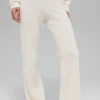 Kaschmir-High-Waist-Hose mit flauschigem Waffelmuster – Elfenbein