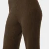 Kaschmir-High-Waist-Hose mit flauschigem Waffelmuster – Espresso
