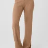 Kaschmir-High-Waist-Hose mit flauschigem Waffelmuster – Toasted Almond