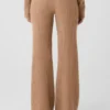 Kaschmir-High-Waist-Hose mit flauschigem Waffelmuster – Toasted Almond