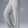 Kaschmir-High-Waist-Hose mit Plüsch-Waffelstruktur – Athletic Heather Grey