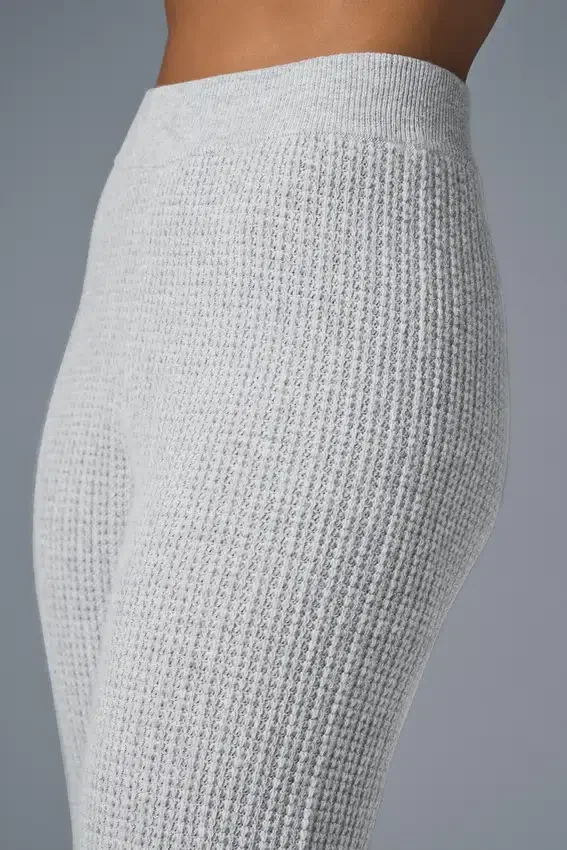 Kaschmir-High-Waist-Hose mit Plüsch-Waffelstruktur – Athletic Heather Grey