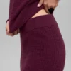 Kaschmir-High-Waist-Hose mit plüschigem Waffelmuster – Burgunderrot