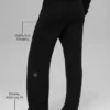 Kaschmir-High-Waist-Hose mit plüschigem Waffelstrick – Schwarz