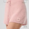 Kaschmir-High-Waist-Shorts aus flauschigem Waffelpiqué – Pink Quartz