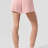 Kaschmir-High-Waist-Shorts aus flauschigem Waffelpiqué – Pink Quartz