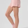 Kaschmir-High-Waist-Shorts aus flauschigem Waffelpiqué – Pink Quartz